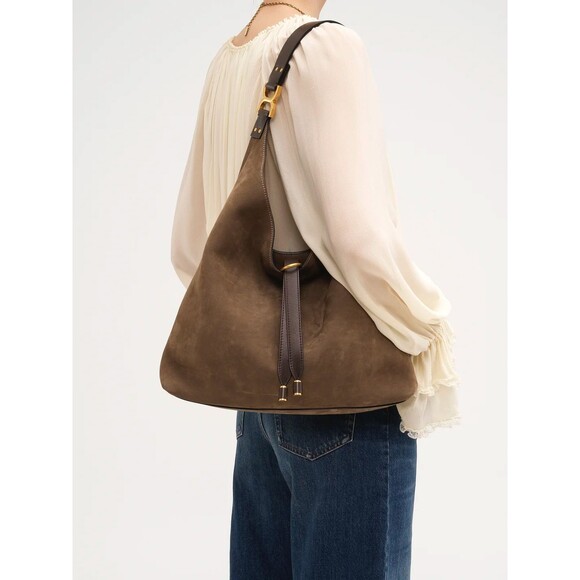 Chloe Marcie Large Suede Hobo Bag w/Tags Taupe - Picture 2 of 8